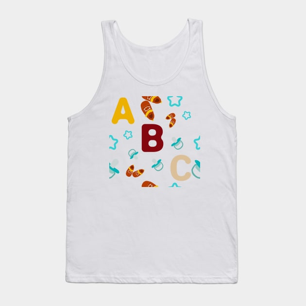 abc pattern with rounded star, pacifer and baby's shoes Tank Top by maricetak